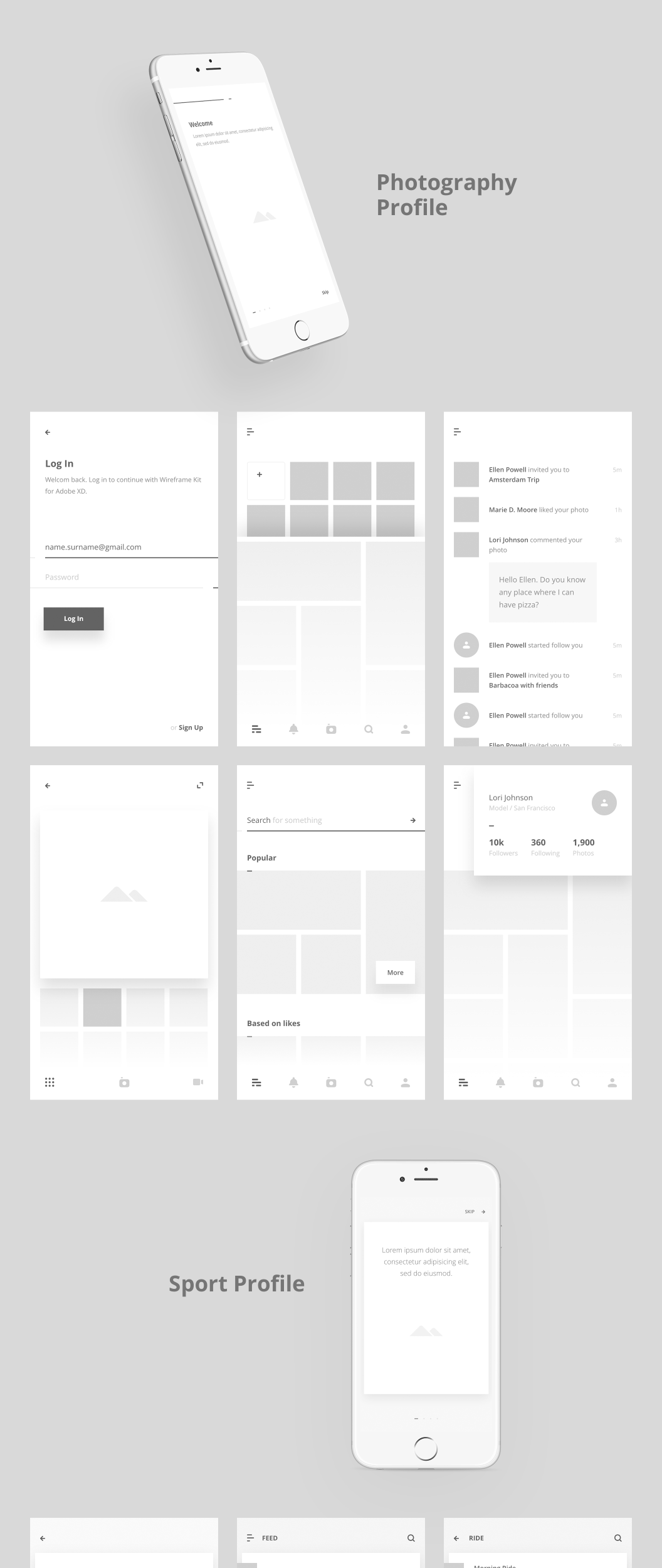 xd ux wireframing kit by ui8 premium xdguru com ux wireframe