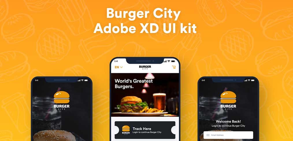 Burger City - Free UI kit for XD