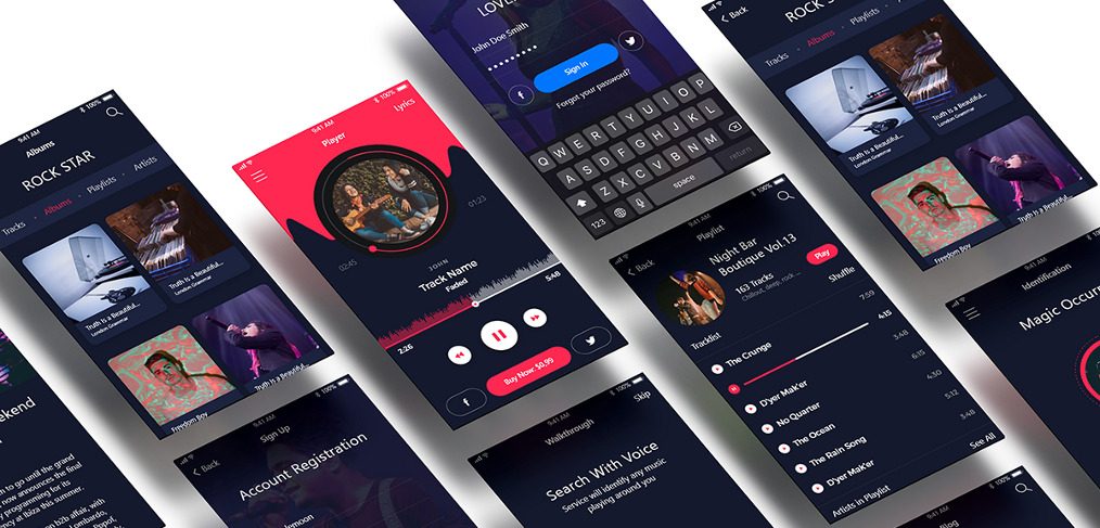 Music app Free XD UI kit