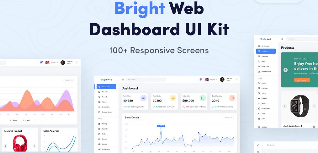 Bright XD Dashboard UI Kit (Premium)